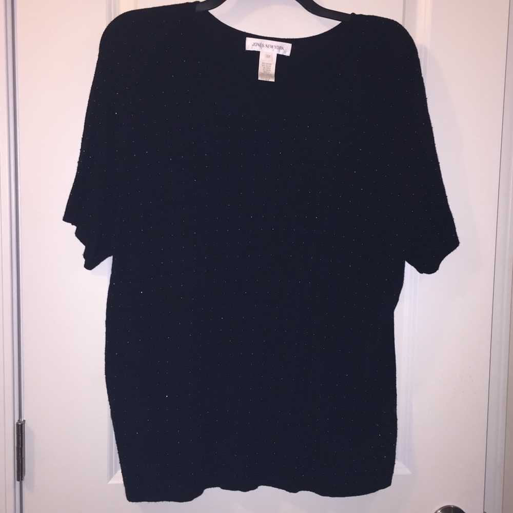 Beaded Black Short Sleeve Sweater